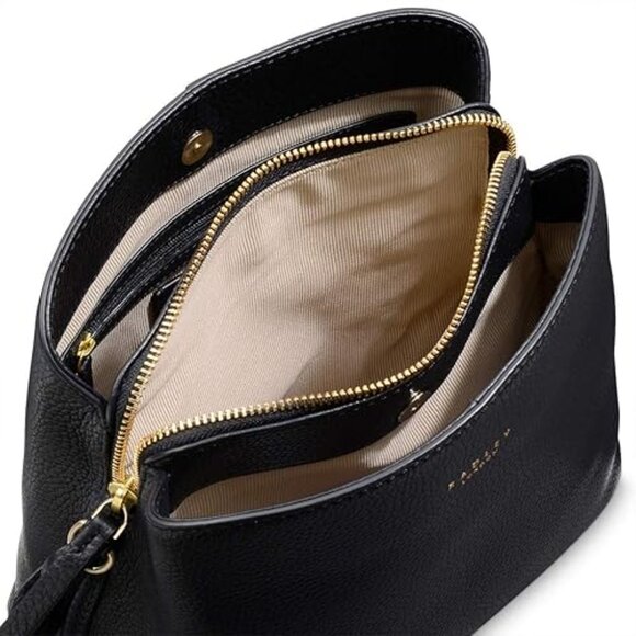 RADLEY LONDON Duke's Place Black Pebbled Leather Med. Compart Crossbody Bag 🐶🏴 - Picture 11 of 15